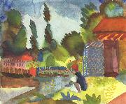 August Macke Tunislandschaft mit sitzendem Araber oil painting reproduction